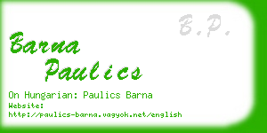 barna paulics business card